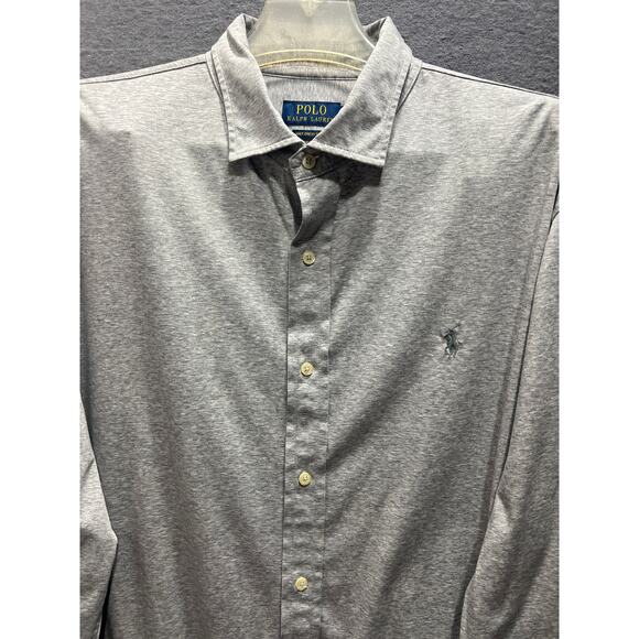Polo Ralph Lauren Knit Dress Shirt Mens Button Down Long Sleeves Gray Size XXL - Picture 4 of 10